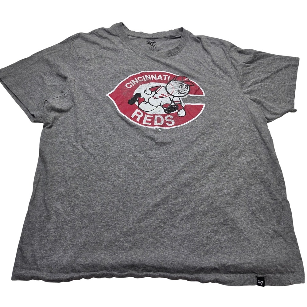 47 Brand Cincinnati Reds MLB T-Shirt Mens 2XL Gray Mr Redlegs Graphic Tee